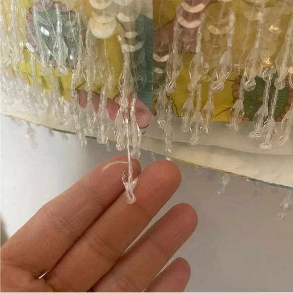 ASOS EDITION pastel floral print and sequin long sleeve top with fringe - Picture 13 of 13